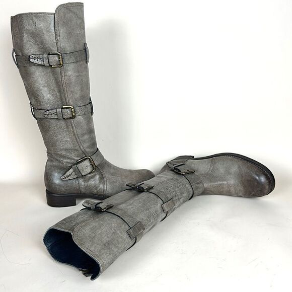 Alberto Fermani Camelot Tortaria Boots Leather Knee High Buckles 38 US 6,5 - Picture 5 of 16